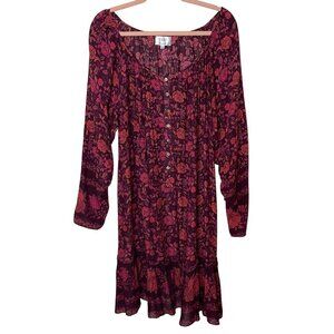 Johnny Was Womens Dress Size Large Multicolor Floral Long Sleeve Mini Etta Jade